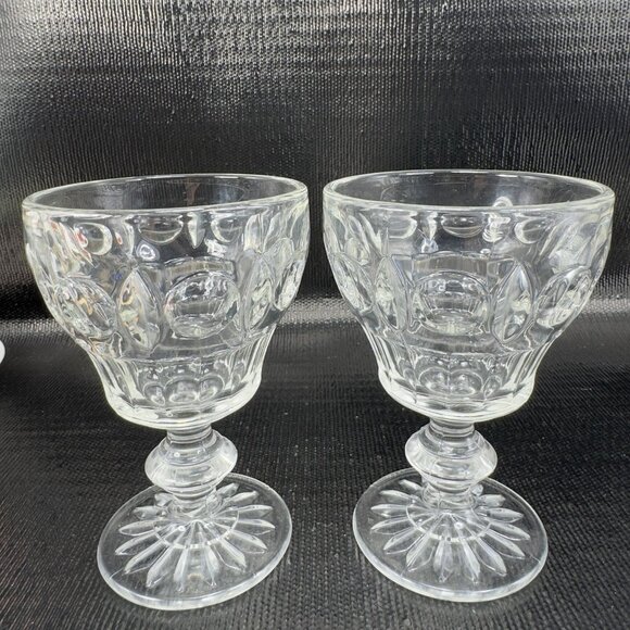 Antique EAPG Duncan Miller Clear Glass Plaza Water Goblets Clear Glasses Set 2 - Picture 1 of 11